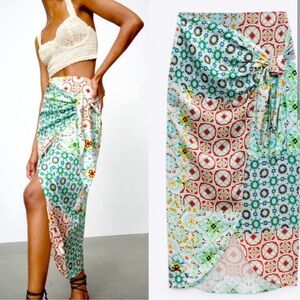 Zara Printed Wrap Skirt